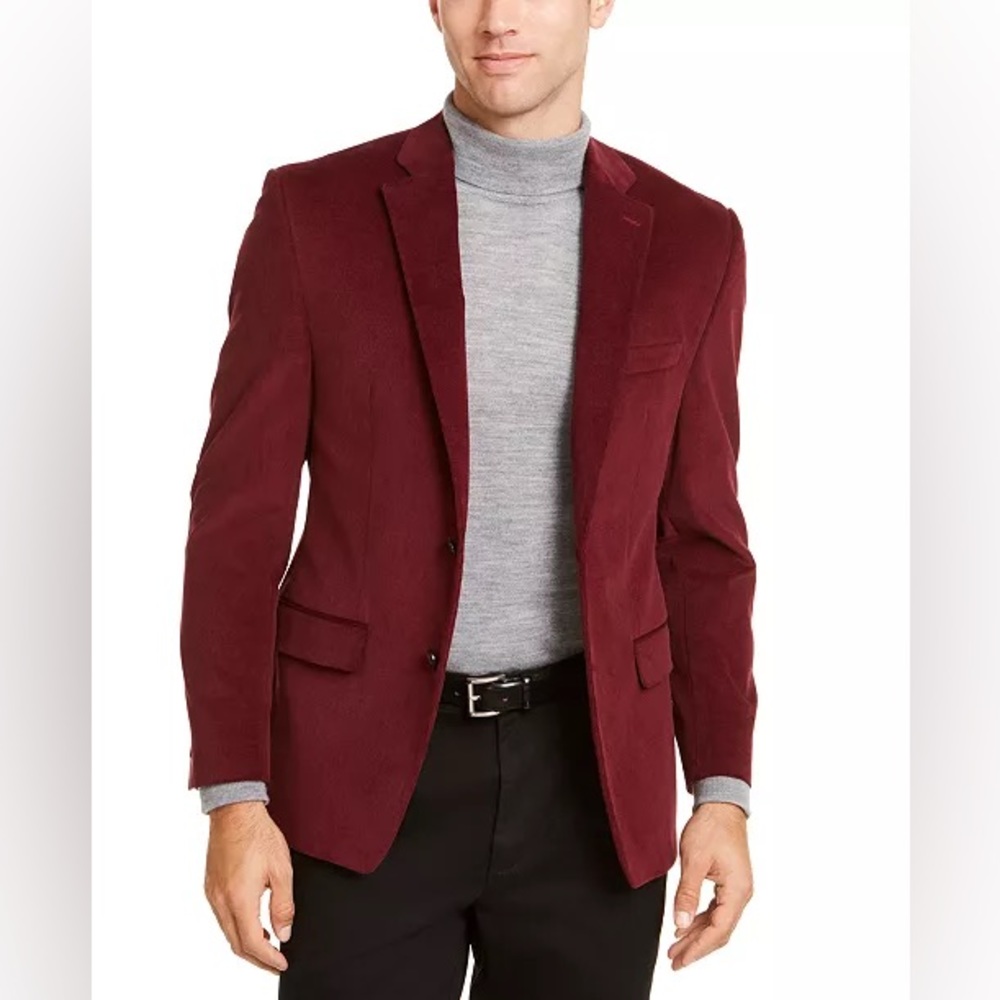 Ralph Lauren Classic-Fit Ultraflex Corduroy Sport Coat in Crimson. Size 54 long.